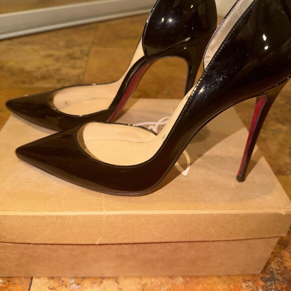 Christian Louboutin Iriza 100 Black Patent Pumps - Picture 4 of 10